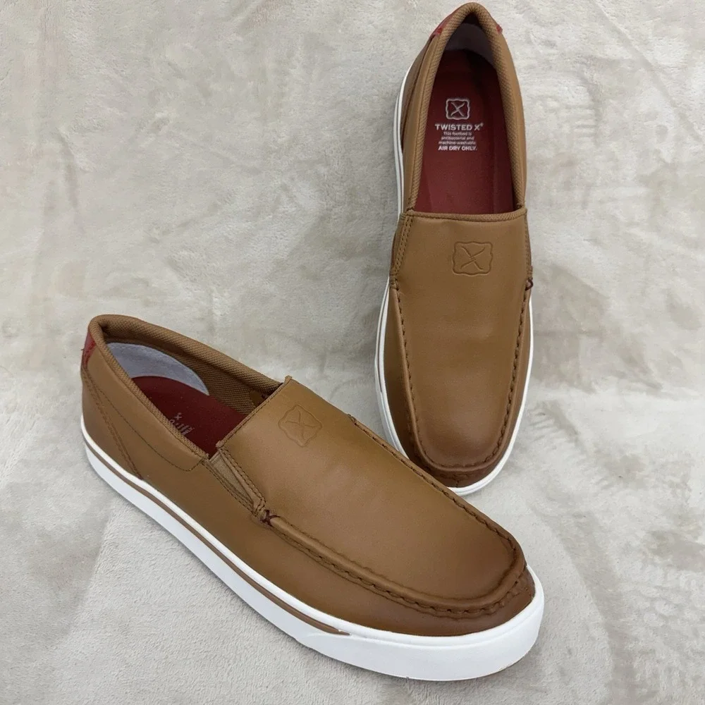 Twisted X Mens Slip-On Kicks MCA0048 Size 13M Tan Leather Moc Toe Shoes NWOT